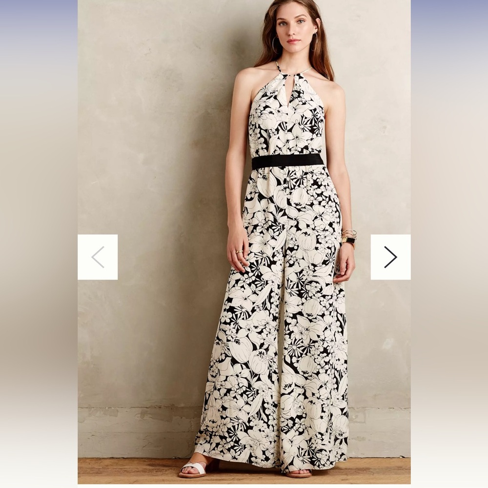 Anthropologie floral silk jumpsuit